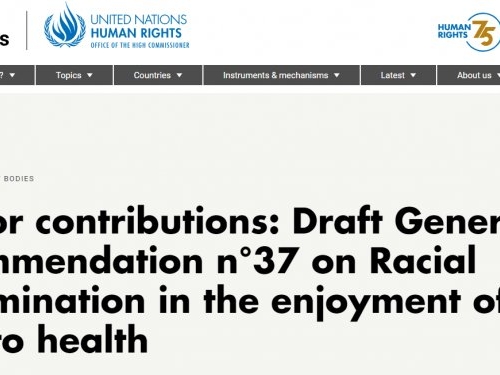 Contribució a l'esborrany de Recomanació General n°37 sobre la discriminació racial en el gaudi del dret a la salut